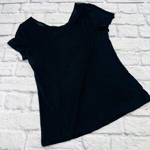 ZYIA Active Black Short Sleeve Tee Twist Open Back Size Small